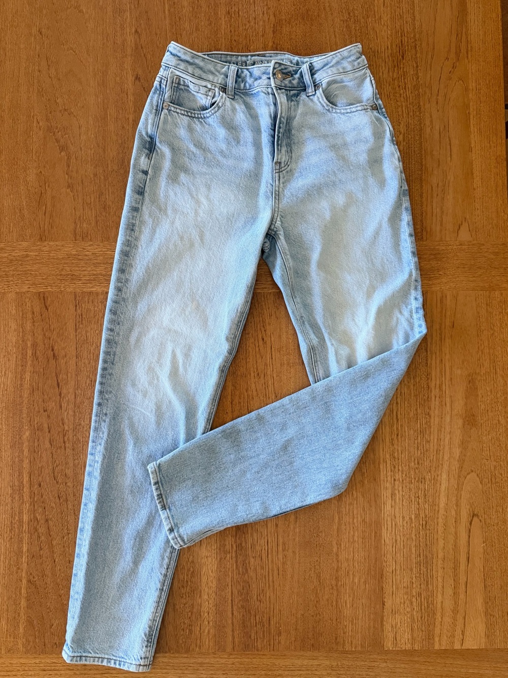 American Eagle Outfitters Pale Blue High-Rise “Mom Jean”